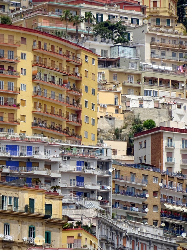 Photograph by Eliza Fraser-Mackenzie of the 'patchwork of colourful houses' Naples, Italy